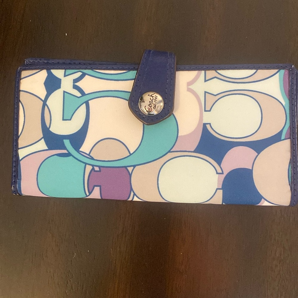 Coach signature C blue wallet.